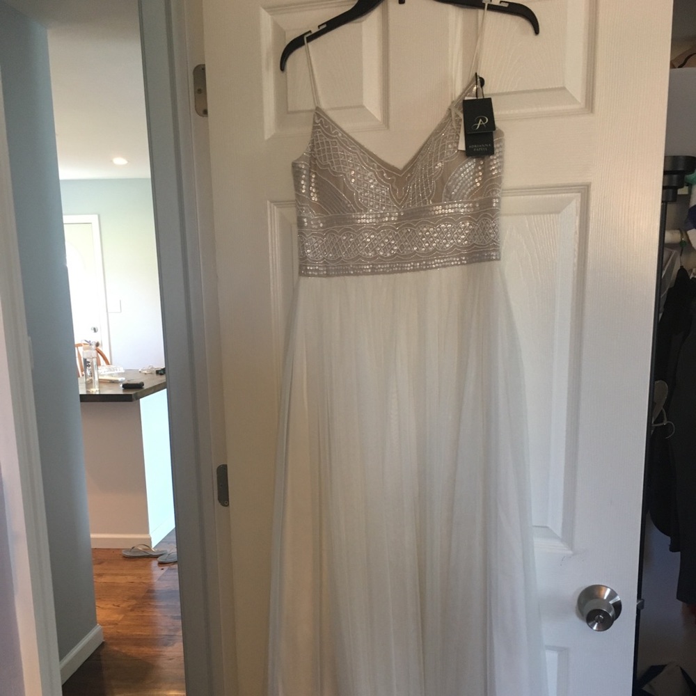 White Beaded Adrianna Papell Gown